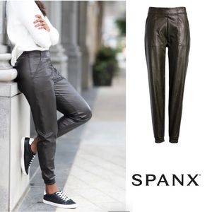 Spanx Faux Leather Jogger Pants in black